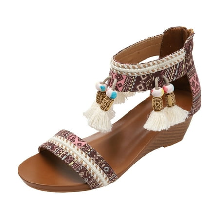 

Sandals Women Beach Vacation 2024 New Ethnic Style Roman Shoes Versatile Retro Bohemian Leisure Resort Beach Shoes