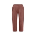 thumbnail image 4 of biudgviw Capri Pants for Women High Waisted Cropped Pants Cuffed Hem Solid Color Straight Leg Summer Linen Pants with Pockets, 4 of 4
