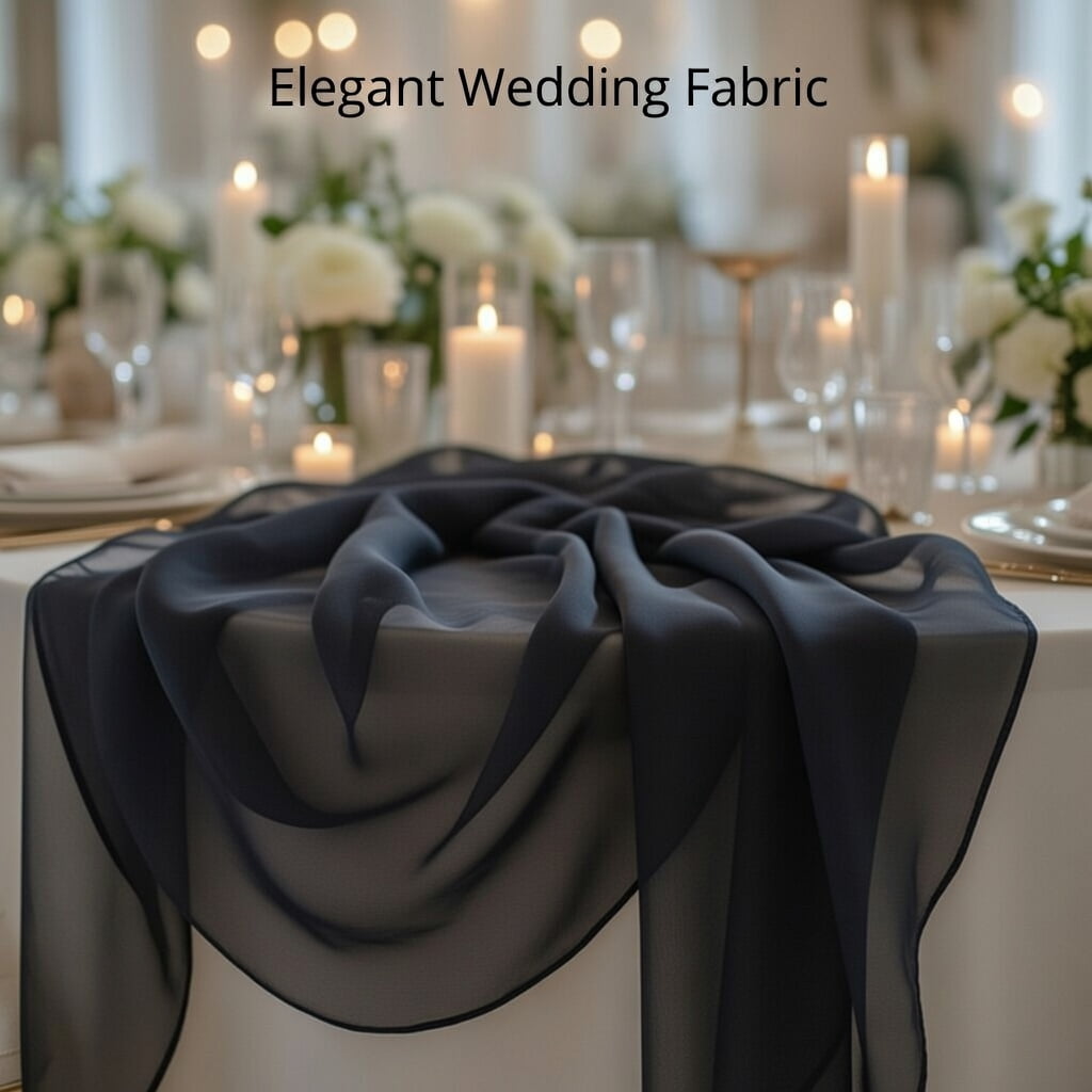 Sedona Designz 120 Inches Wide Sheer Voile Chiffon Fabric for Events - Black