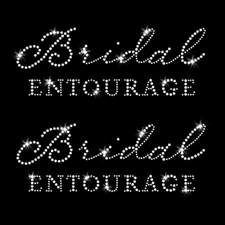 JCS Rhinestones Set of 2 Bridal Entourage Wedding Sparkly Clear Crystal Iron-on Rhinestone Transfer
