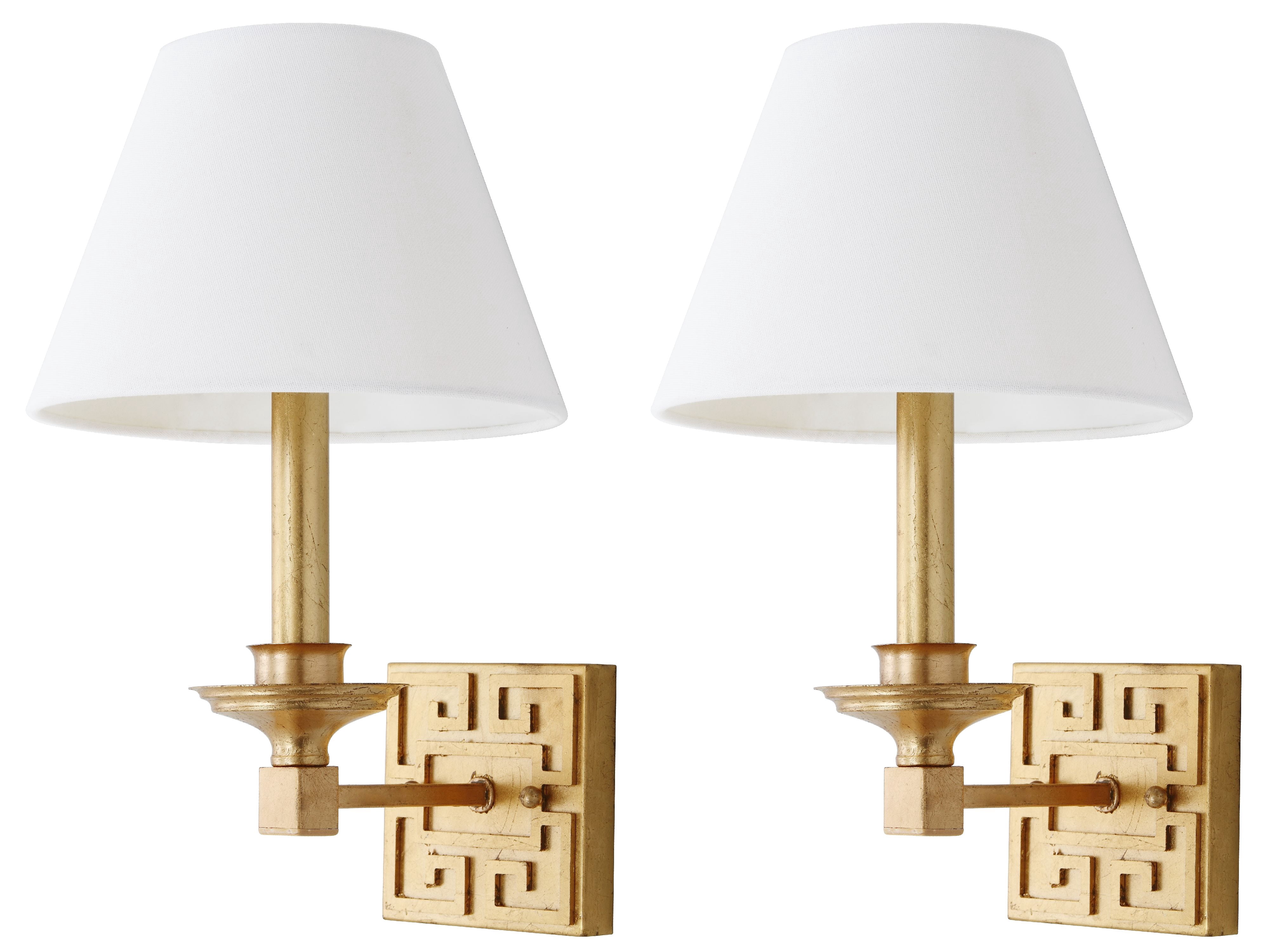 SAFAVIEH Elvira 15 in. High Greek Key Wall Sconce, Gold, Set of 2