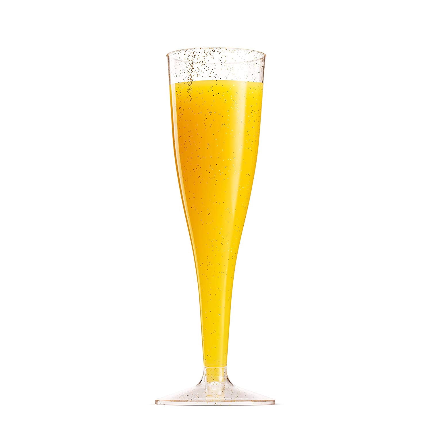 100 Pack Gold Glitter Plastic Champagne Flutes 5 Oz Clear Plastic Toasting Glasses Disposable Wedding Party Cocktail Cups