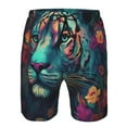 thumbnail image 3 of Goofa Colorful Flower Tiger Printed Mens Swim Trunks Summer Quick Dry Short Beach Swimwear Bathing Suits-Medium, 3 of 9