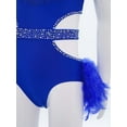 thumbnail image 6 of TTAO Big Girls Latin Jazz Tulle Skirted Leotard Feather Tutu Dress Gymnastics Dance Outfit Sequins Camisole Royal Blue 12, 6 of 7