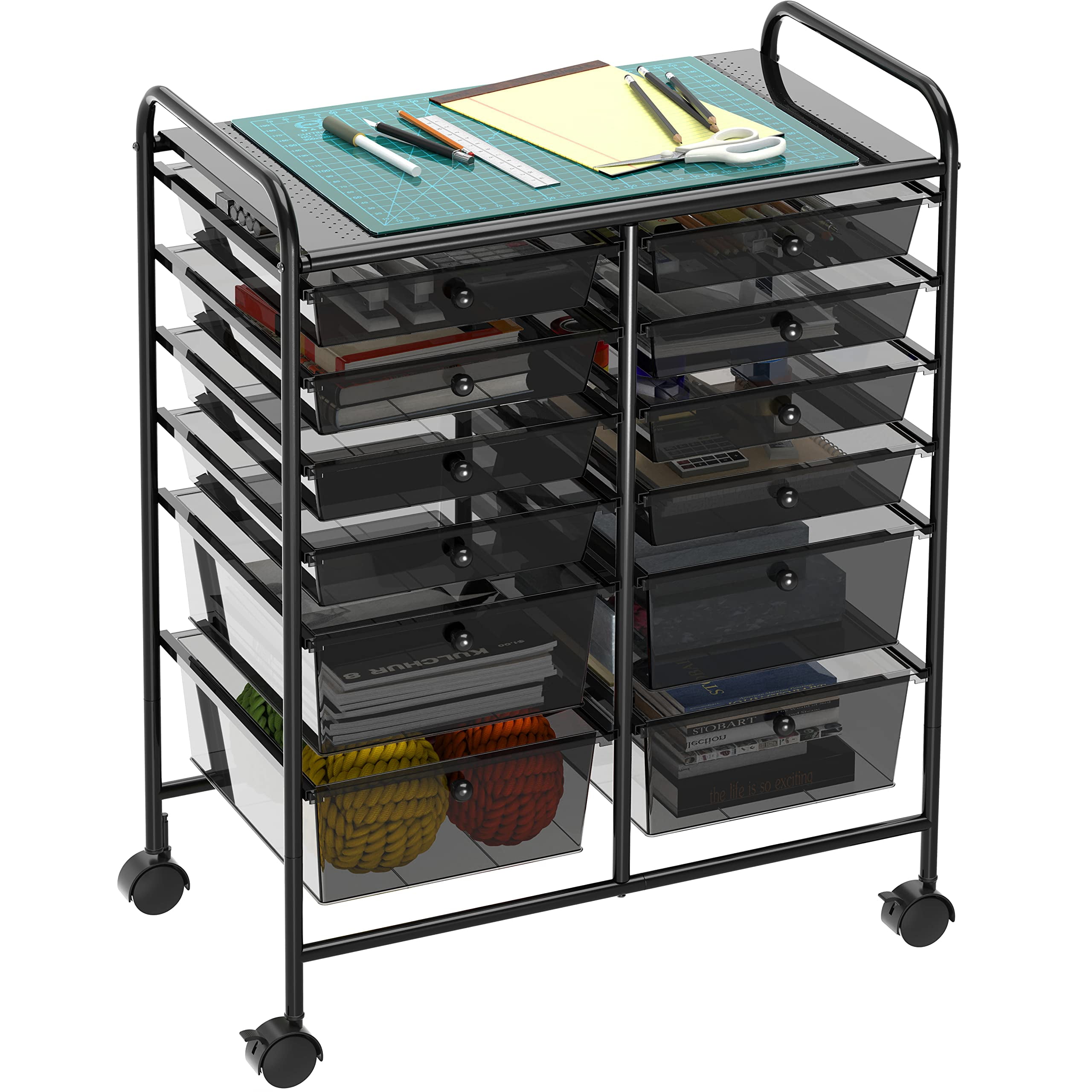 SimpleHouseware 12Drawers Rolling Storage Cart, Black