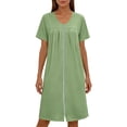 thumbnail image 7 of Zedker Women Zipper Robes Short Bathrobe Lightweight Duster House Coat with Pockets Soft Nightgown Green XXL, 7 of 7