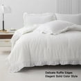 thumbnail image 4 of SLEEPBELLA 3pcs Luxury Ruffled Edge Trim , Soft Microfiber Inner Fill Down Alternative Shabby Chic Bedding Set, White (King), 4 of 6