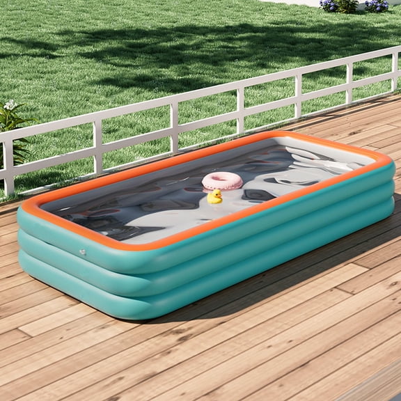 Unbranded Family Pool Inflatable Above Ground Soft Sided Rectangular Heavy-Duty PVC 82 ft
