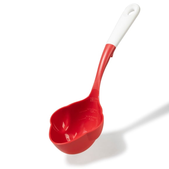 Starfrit Canning Scoop, Engraved Measures, Double Pour Spouts, Heat Resistant up to 400°F, Easy Pot Bottom Scooping, Red