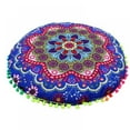 thumbnail image 1 of Round Floor Pillow Embroidered Indian Handmade Ottoman Home Decor Cushion Cover Patchwork Bohemian Throw Khambadiya Décor Boho Cotton Fabric17", 1 of 5