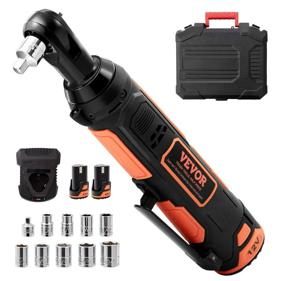 STAWAY Cordless Electric Ratchet Wrench Set - 12V 33 Ft-lbs Torque Power Tool Kit with 2 Batteries, Fast Charge, LED Light & 10 Sockets for Efficient Repairs