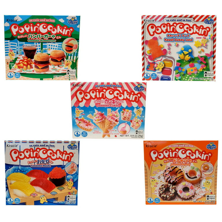 Kracie Popin' Cookin' DIY Candy Kit - Assorted Variety (Tanoshii Cakes,  Sushi, Hamburger, Donuts and Kawaii Gummy Land)