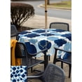 thumbnail image 5 of Outdoor Tablecloth with Umbrella Hole for Patio/Picnic/Party/Camping, Navy Blue Geometric Moroccan Waterproof Table Cloth Square Cover Washable, Abstract Art Blue Ombre Modern (60"x 60"), 5 of 8