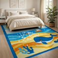 thumbnail image 3 of ODIKA 8'x10' Ultra-Soft Area Rug, Whale Sea Turtle Cartoon Adventure With Sailboat And Wave Accents None Washable, Bare feet friendly, Silk-Touch for Bedroom, Under Sectional, 3 of 7