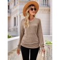 thumbnail image 6 of Female T Shirts Long Sleeve V Neck Basic Tee Casual Loose Fit Soft Fall Tops Outfits Coffee M, 6 of 8
