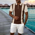 thumbnail image 2 of Afdoent Polo Shirts For Men Color Block Zip Short Sleeve Polo Shirt Casual Knit Breathable Activewear Tennis Sportswear Loose Fit, 2 of 4