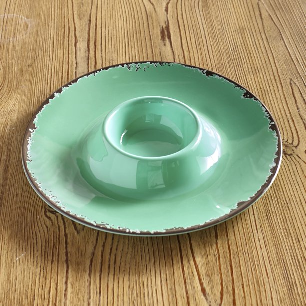 Rustic Melamine Chip n Dip Bowl Break Resistant Plastic Servingware