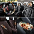 thumbnail image 4 of Binienty Boho Dahlia Floral Car Seat Covers Full Set Universal Automotive Seat Covers with Steering Wheel Cover Stretchy Armrest Pad Removable Headrest Pad Cloth Cover Washable Car Interior Set of 14, 4 of 8
