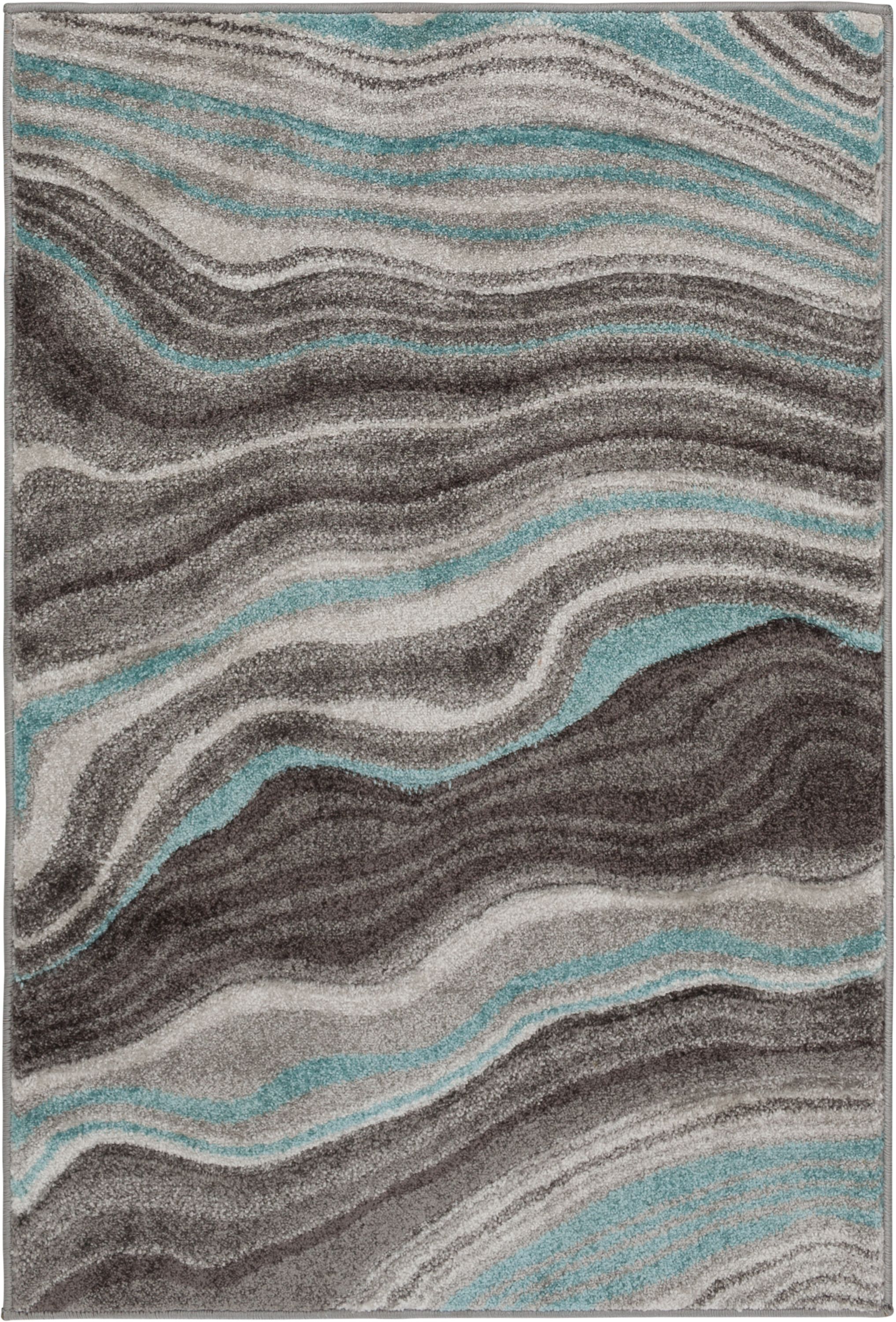 Better Homes & Gardens 2' x 3' Teal Carved Waves Indoor Area Rug
