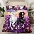 thumbnail image 2 of Feelyou 3D Racing Horse Twin Sheet Sets, Dreamy Purple Groovy Flower Twin Fitted Sheet, Rustic Farmhouse Animal Flat Sheet, Lightweight Room Decor, 3 Pieces, 2 of 7