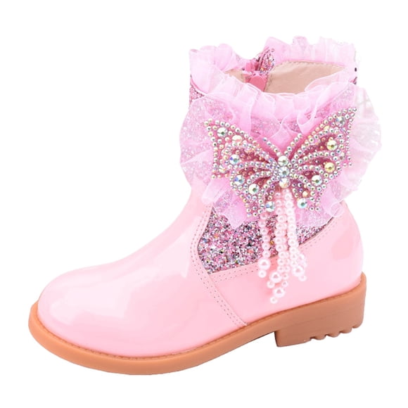 FhsagQ Boots Girls Cowboy Boots Size 5.5 Toddler Girls Booties Little Kid Shoes Short Boots Girls Snow Boots Cotton Boots Princess Shoes Girls Cowboy Boots Size 4.5 Big Kid 28