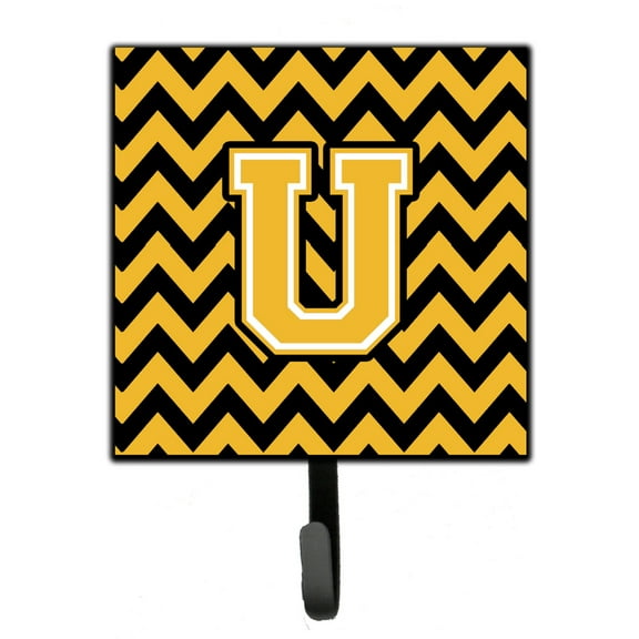 Letter U Chevron Black and Gold Leash or Key Holder