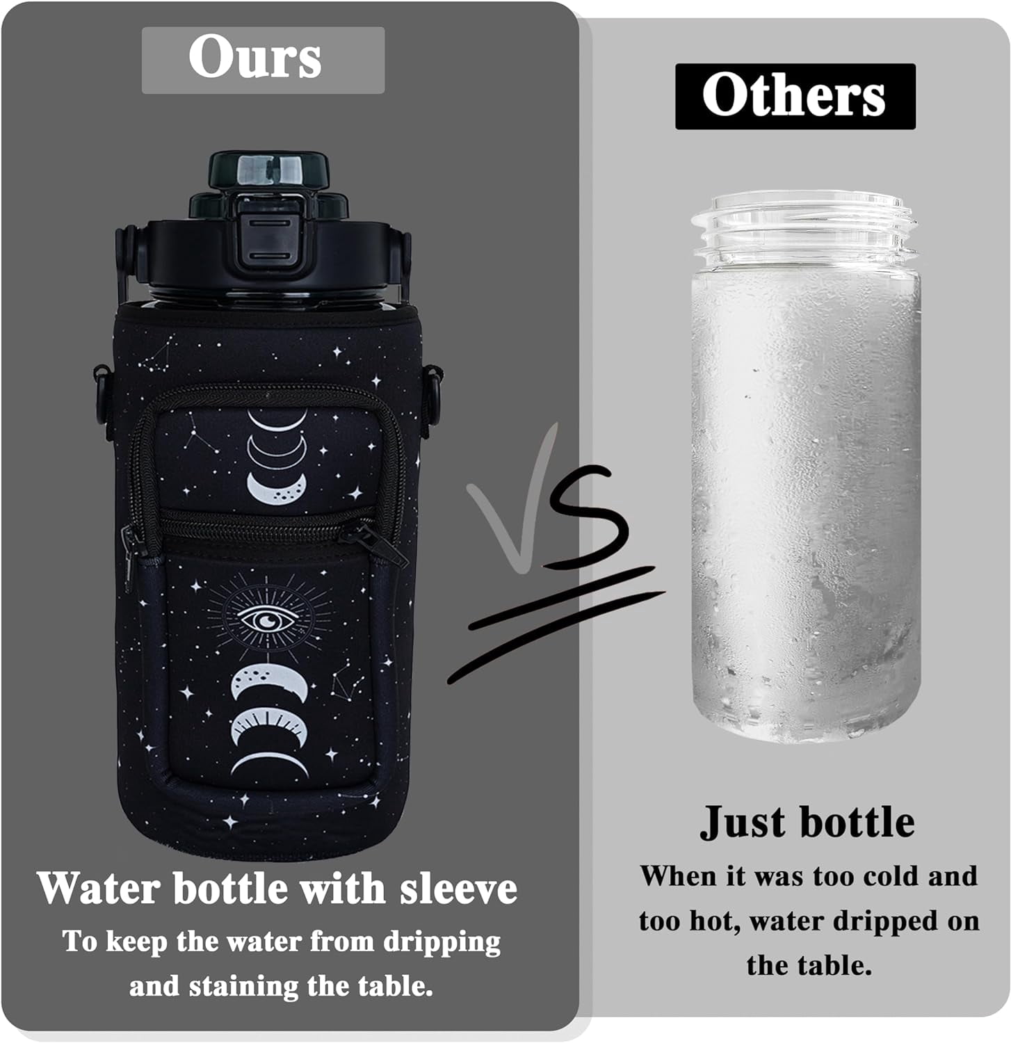 64 oz Water Bottle with Straw Sleeve & Strap Motivational BPA Free Half Gallon Water Jug with Handle for Gym Women Men Aesthetic Water Bottle with Strap Star Sign