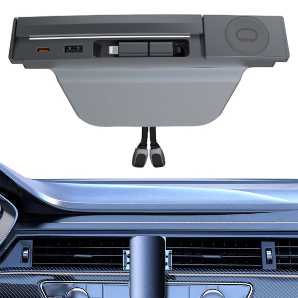 Estación Acoplamiento 3 en 1 Hub USB para Tesla Model 3/Y 27W Con Cable Retráctil