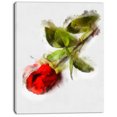 thumbnail image 2 of Red Rose with Stem Drawing - Flower Artwork on Canvas, 2 of 4