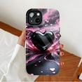 thumbnail image 2 of Glossy Heart Valentine’s Day Inspired iPhone Case for Teens Women, Shimmering Pink Black Design Compatible with iPhone 11/12/13/14/15/16 (Pro Max/Plus), 2 of 9