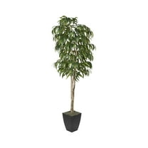 D&W Silks 8' Weeping Ficus in Black Metal Planter