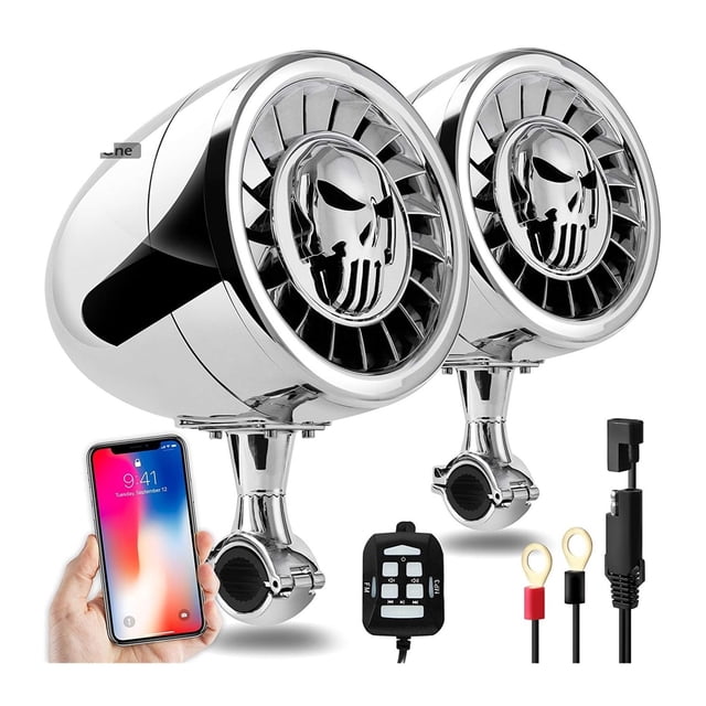 5 Inch Waterproof ATV/UTV/RZR Motorcycle Bluetooth Speaker Heavy Duty Bass Boat Au-dio System With AUX MP3 USB ,High Sound