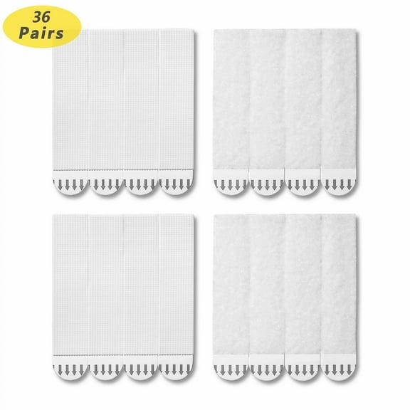 36-Pairs(72 Strips) Medium Picture Hanging Strips Heavy Duty, Hook and Loop Tape, Picture Hanger Damage Free, Water-Resistant Adhesive Strips for Frame Hanging and Christmas