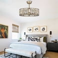 thumbnail image 4 of Parrot Uncle 25" Modern Crystal Caged Ceiling Fan with Lights and Remote, Drum Bladeless Chandelier Fan, 4 of 13