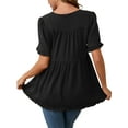 thumbnail image 3 of Women Maternity Blouses Boho Ruffled V Neck Short Sleeve Shirts Flowy Loose Casual Tops Clothing 2025 Black XX-Large, 3 of 6