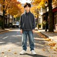 thumbnail image 4 of KAUOD Boys Fleece Quarter Zip Jacket Oversized Stand Collar Pullover Sweatshirts Kids Fall Solid Casual Long Sleeve Preppy Clothes, 4 of 6