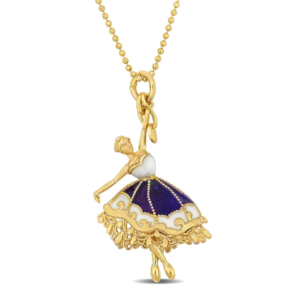 Everly Women's Purple and White Enamel Yellow Silver Dancer Necklace