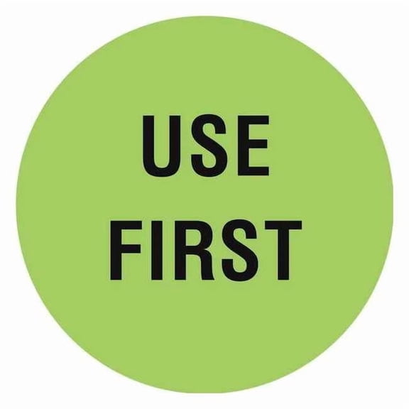 Tapecase Circle Inventory Control Label, Use First, Green, Pk1000 16U946