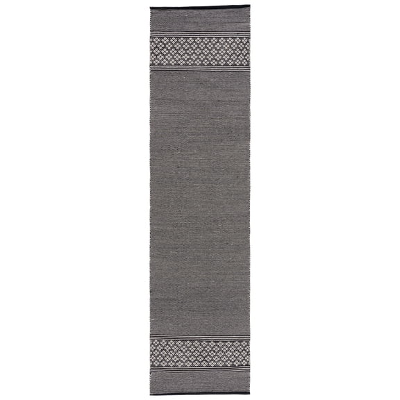 SAFAVIEH Montauk Topher Solid Cotton Runner Rug, Black/Ivory, 2'3" x 9'