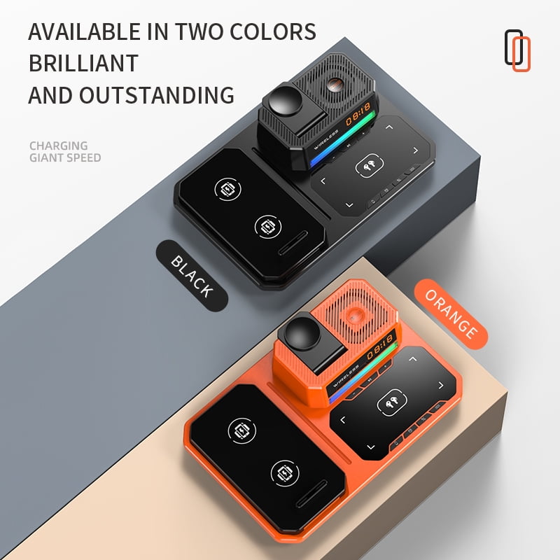 6 in 1 Wireless Charger,Multifunctional Folding Fast Charging Phone Holder,30W Wireless Fast Charging,Compatible with iPhone,Apple Watch, AirPods and Various Devices Orange