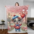 thumbnail image 3 of Happy Valentine’s Day Adorable Pitbull Puppy Holding Heart Balloon Cozy Fleece Blanket Terrier Dog Lover Warm Soft Throw Blanket - 00030, 3 of 5