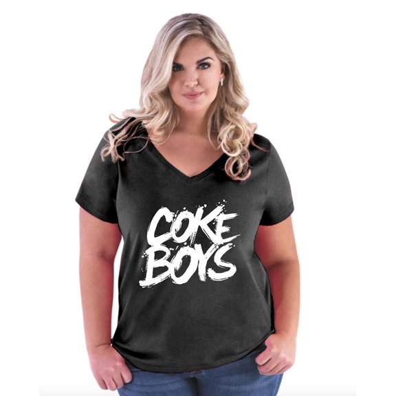 NIB - Women's Plus Size V-neck T-Shirt, up to Size 28 - Coke Boys