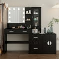 thumbnail image 4 of Ktaxon Makeup Vanity with 4 Drawers&Charging Station, Vanity Table Desk with 3 Color Light, Dressing Table w/ 2 Door Cabinet,Black, 4 of 10