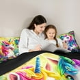 thumbnail image 4 of Castle Fairy Female Men Women Gradient Unicorn Twin Bedding Sets 7-Piece,Flower Butterflies Bedding Comforter Set Microfiber,Spring Garden Breathable Sheet Sets,Super Cozy Room Decor,Reversible, 4 of 8