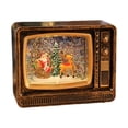 thumbnail image 2 of Globo de nieve navideño con forma de TV, linterna, caja de música iluminada para mesa de fiesta de Navidad Carro de ciervos Retro Gold, 2 of 7