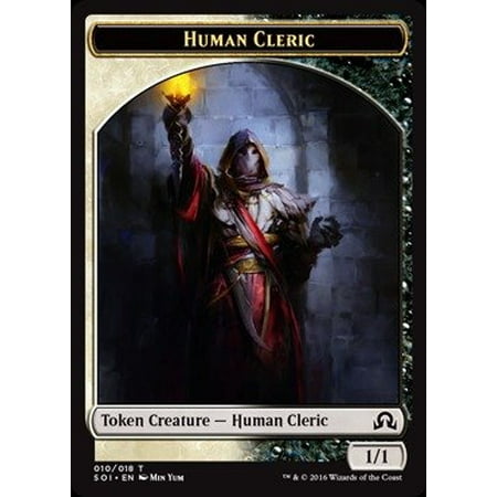 Magic: the Gathering - Human Cleric Token (010/018) - Shadows Over Innistrad, A single individual card from the Magic: the Gathering (MTG) trading.., By Magic the Gathering Ship from