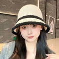 thumbnail image 5 of Mosey Women Hat Windproof Foldable Autumn Winter Warm Bucket Hat Color Splicing Knitted Fisherman Hat for Outdoor, 5 of 7