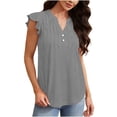 thumbnail image 5 of FRSASU Women's Tank Tops Lace Cap Sleeve Button Down V Neck Summer Casual Loose Fit Trendy Cute Sleeveless Shirts Gray, 5 of 9