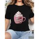 thumbnail image 1 of Camiseta informal para mujer - Gráfico "Temporada de chocolate caliente", manga corta y cuello redondo, para adultos, hombres, mujeres, adolescentes, jóvenes, 1 of 5