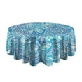 thumbnail image 5 of Blue White Tie Dye Wave Pattern Round Tablecloth 60"x60",Wrinkle Wipeable Table Cloth for Kitchen Dining Room Picnic Patio Party, 5 of 6